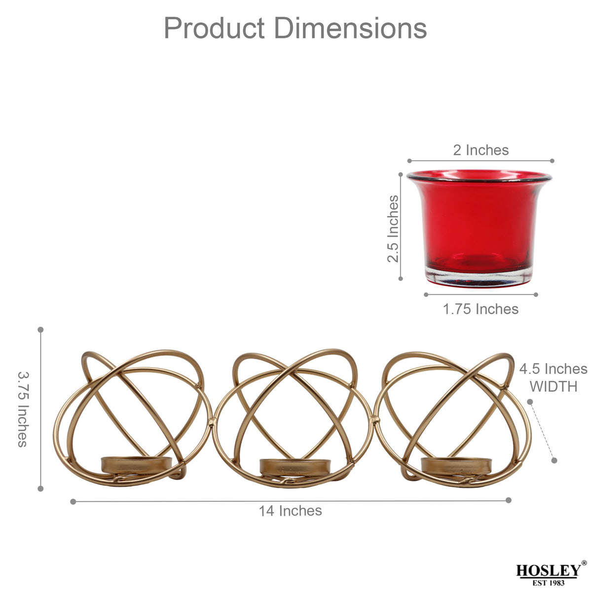 Hosley Iron Red Glass Tealight Holder