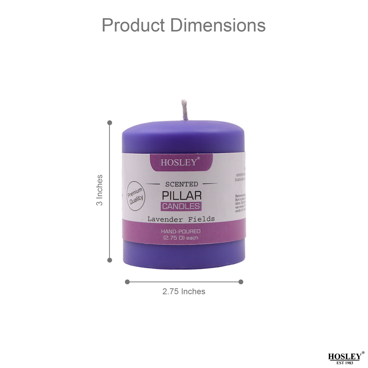 Hosley® Lavender Fields Highly Fragranced 3inch Pillar Candle