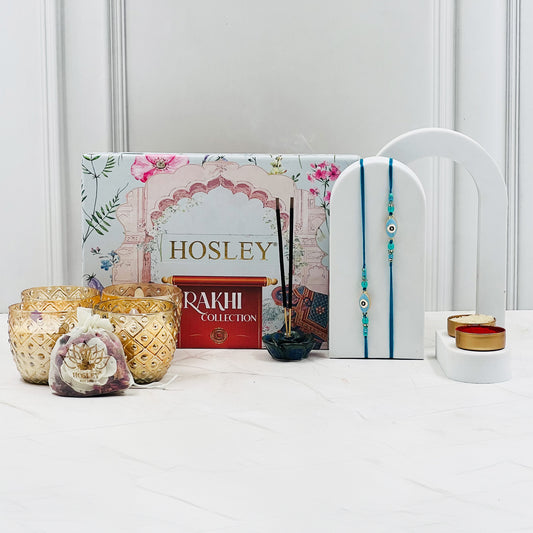 HOSLEY Set of 4 Gold Glass Candles | Rakhi Gift Set