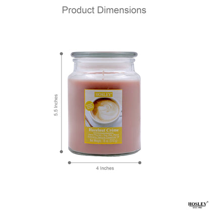 Hosley® Hazelnut Crème Highly Fragranced, 18 Oz wax, Large Jar Candle