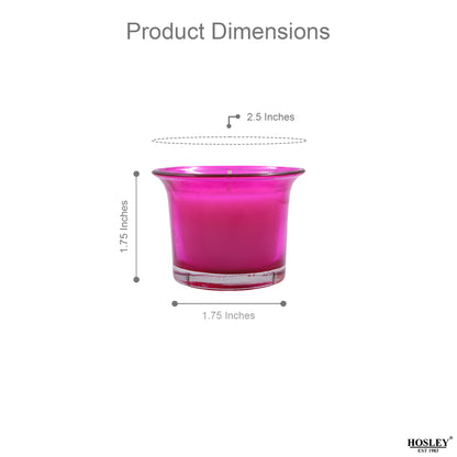 Hosley Highly Fragranced Rose Filled Votive Glass Candle Holder - Pack of 6, Pink
