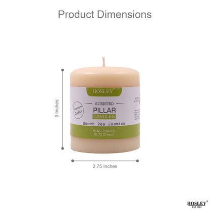Hosley Set of 2 Sweeet Pea Jasmine 3Inchs Pillar Candles
