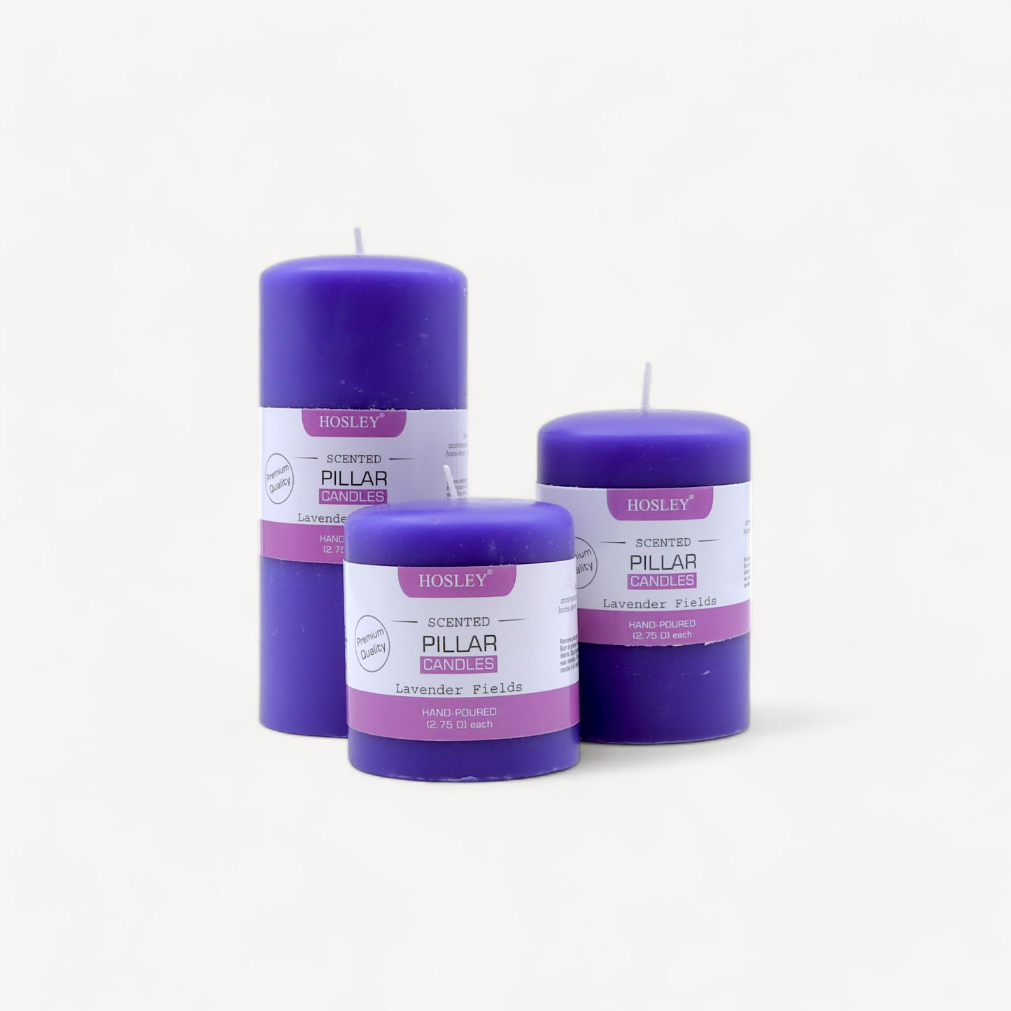 Hosley Set 3 Decorative Lavender Highly fragranced Pillar Candle