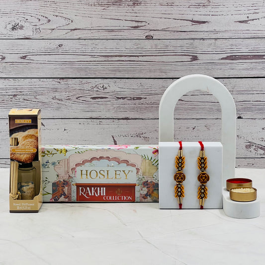 HOSLEY Vanilla Sugar Reed Diffuser | Rakhi Gift Set | 35 ml