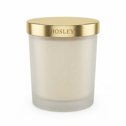 HOSLEY Vanilla Scented Candle with Frosted Glass Jar