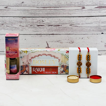 HOSLEY Pink Sands Reed Diffuser | Rakhi Gift Set | 35 ml