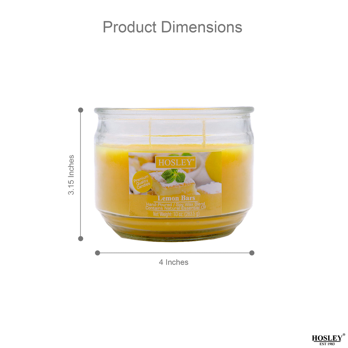 Hosley® Lemon Bar Highly Fragranced, 2 Wick, 10 Oz wax, Jar Candle