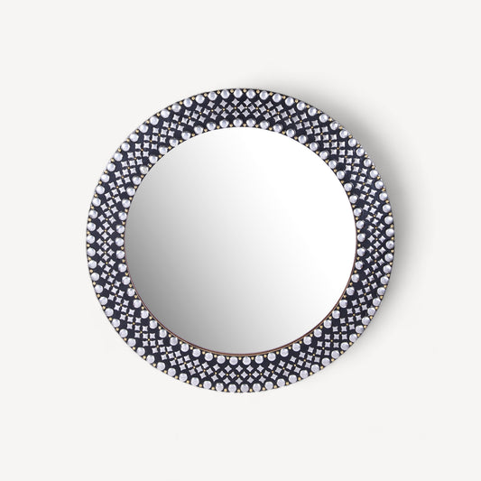 Hosley Decorative Metal Studded Round Wall Mirror
