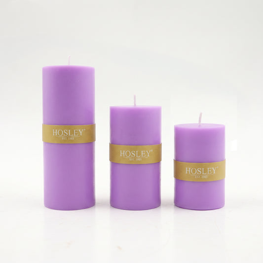 Lavender Scented Pillar Candle Set of 3