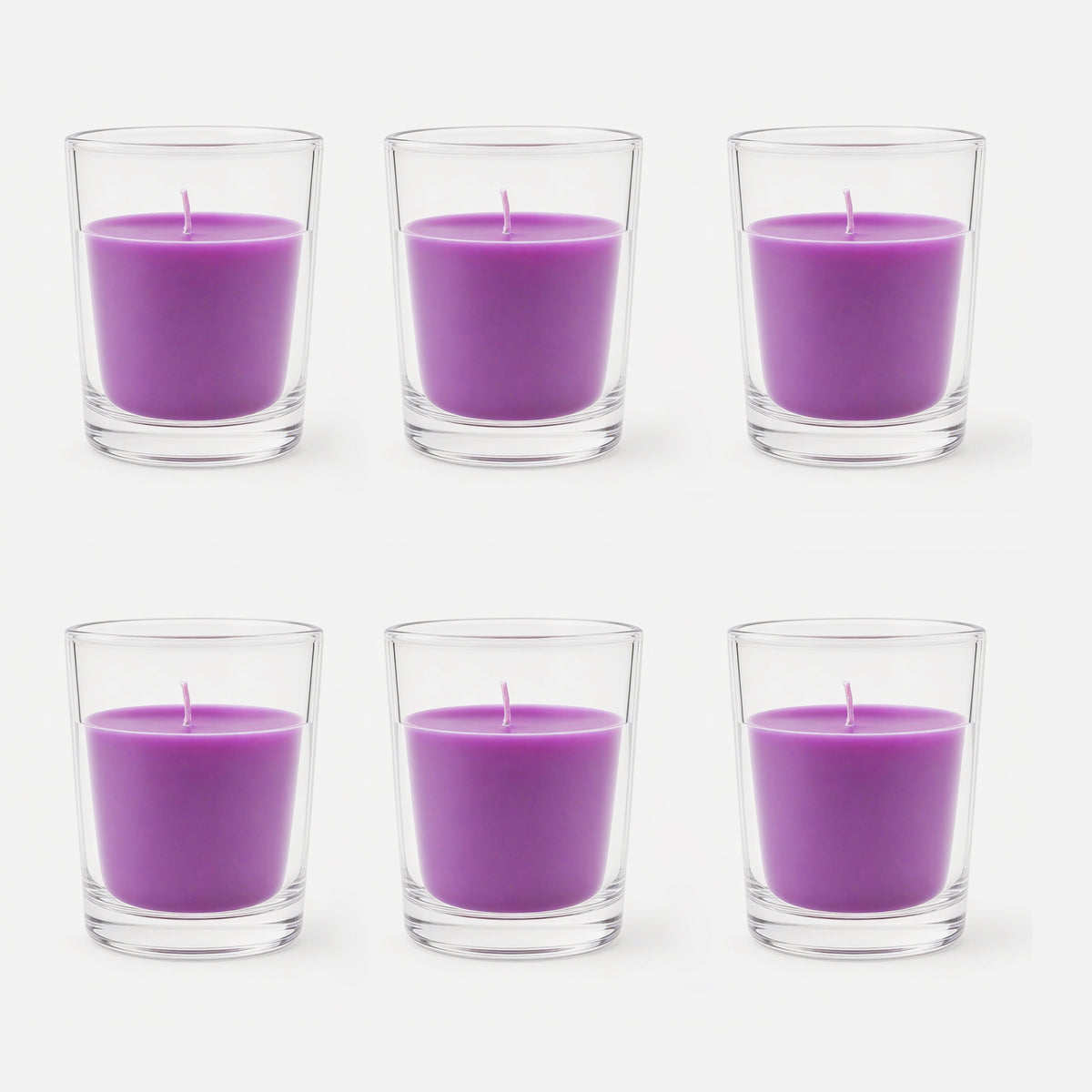 Hosley Lavender Votive Glass Candle | Perfume Candles for Home | (Purple, Pack of 6)