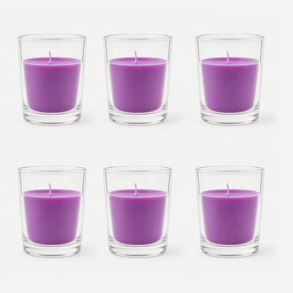 Hosley Lavender Votive Glass Candle | Perfume Candles for Home | (Purple, Pack of 6)