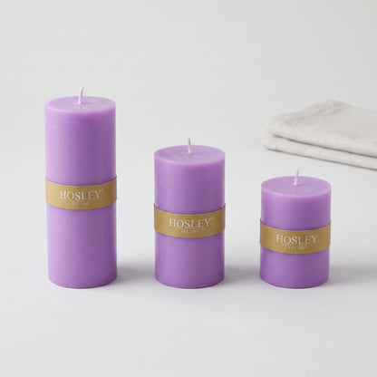 Lavender Scented Pillar Candle Set of 3