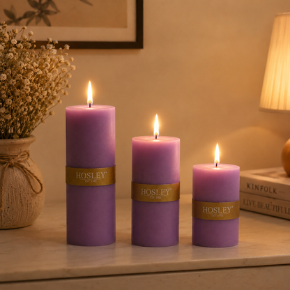 Lavender Scented Pillar Candle Set of 3