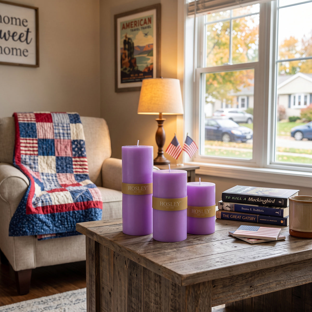 Lavender Scented Pillar Candle Set of 3
