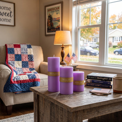 Lavender Scented Pillar Candle Set of 3