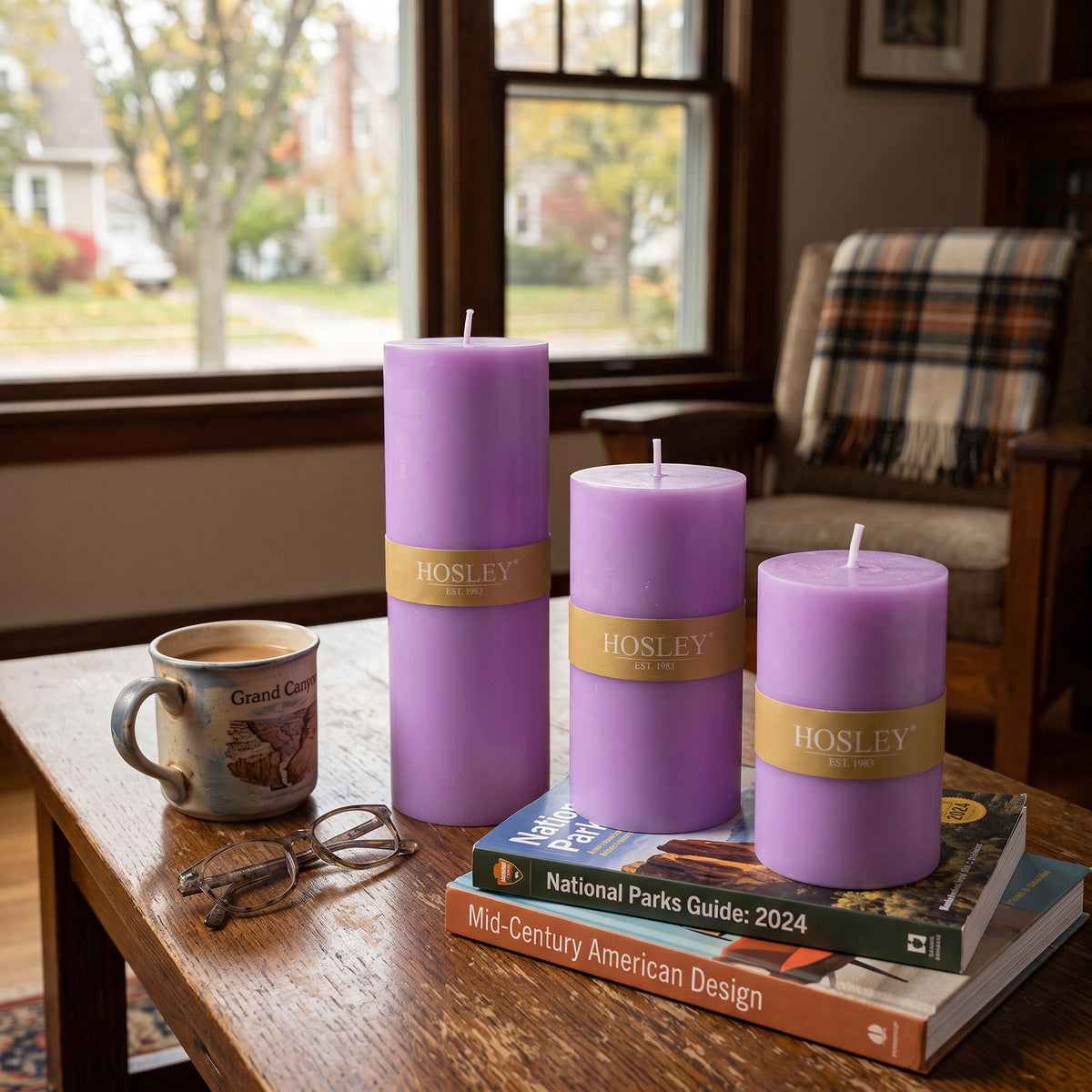 Lavender Scented Pillar Candle Set of 3