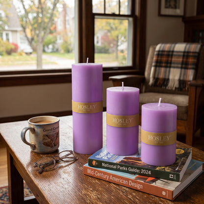 Lavender Scented Pillar Candle Set of 3