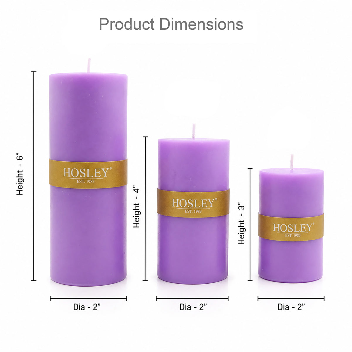 Lavender Scented Pillar Candle Set of 3