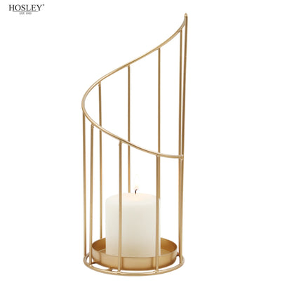 Hosley Metal Pillar Candle Holders with 3 inch Pillar Candle, Pack of 1