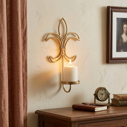Hosley Wall Candle Holder Iron Candle Holder Hanging Wall,Gold, Pack of 1