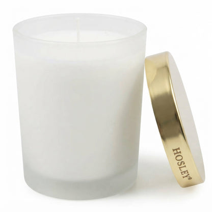 HOSLEY Unscented Wax Candle with Frosted Glass Jar