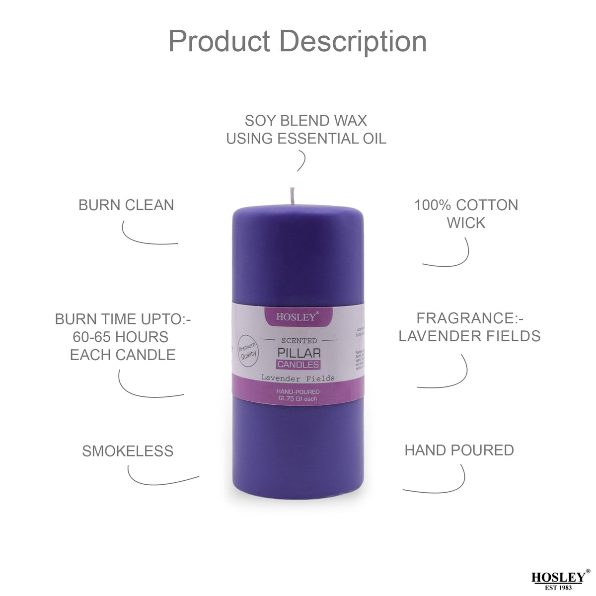 Hosley Highly Fragranced 6inch Pillar Candle