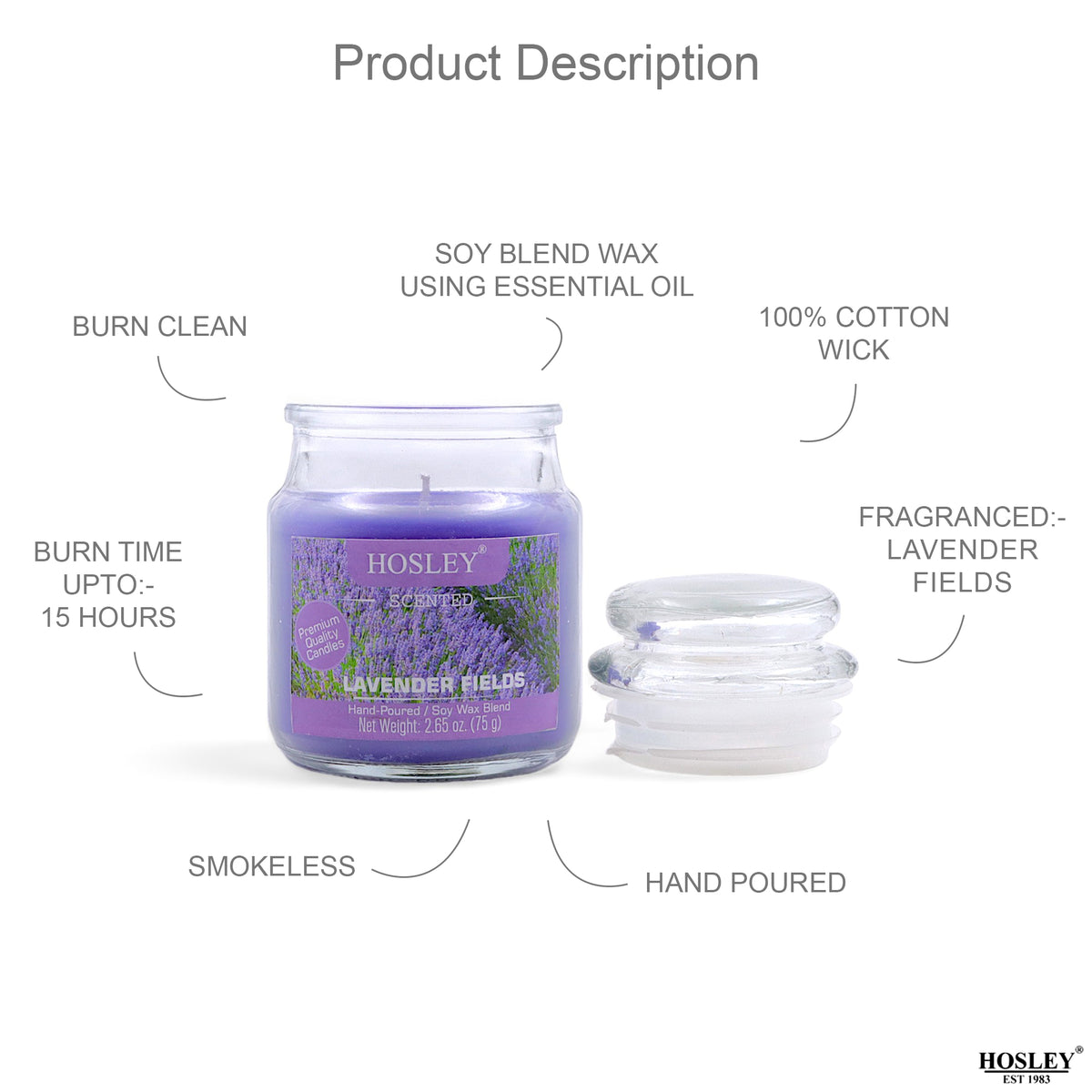 Hosley Lavender Fields Fragranced Jar Candle – 2.65 Oz