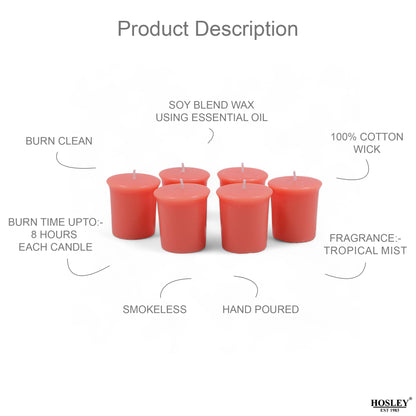 Set of 6 Hosley® 15 Hour Burn Time Each, Tropical Mist Highly Fragranced  Votive Candles