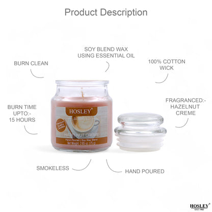 Hosley Hazelnut Crème Fragranced Jar Candles – Set of 3, 2.65 Oz Each