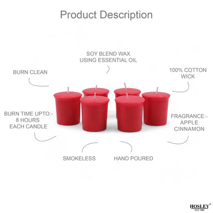 Set of 6 Hosley® 15 Hour Burn Time Each, Apple Cinnamon Highly Fragranced Votive Candles