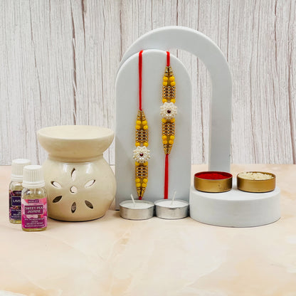 HOSLEY Ceramic Oil Warmer | Rakhi Gift Set | Pack of 1