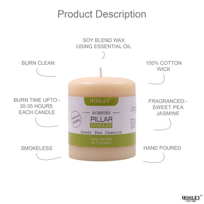 Hosley® Sweet Pea Jasmine Highly Fragranced 3inch Pillar Candle