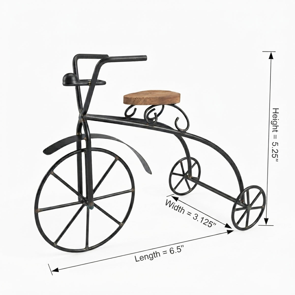 Hosley Decorative Metal Bicycle Showpiece, 5.25" High Black, Pack of 1