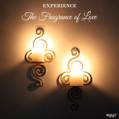 Hosley® Wall Candle Scone, Set of 2 Elegant Swirling Iron Hanging Wall Mounted Decorative Candle Holder For Home Decoration