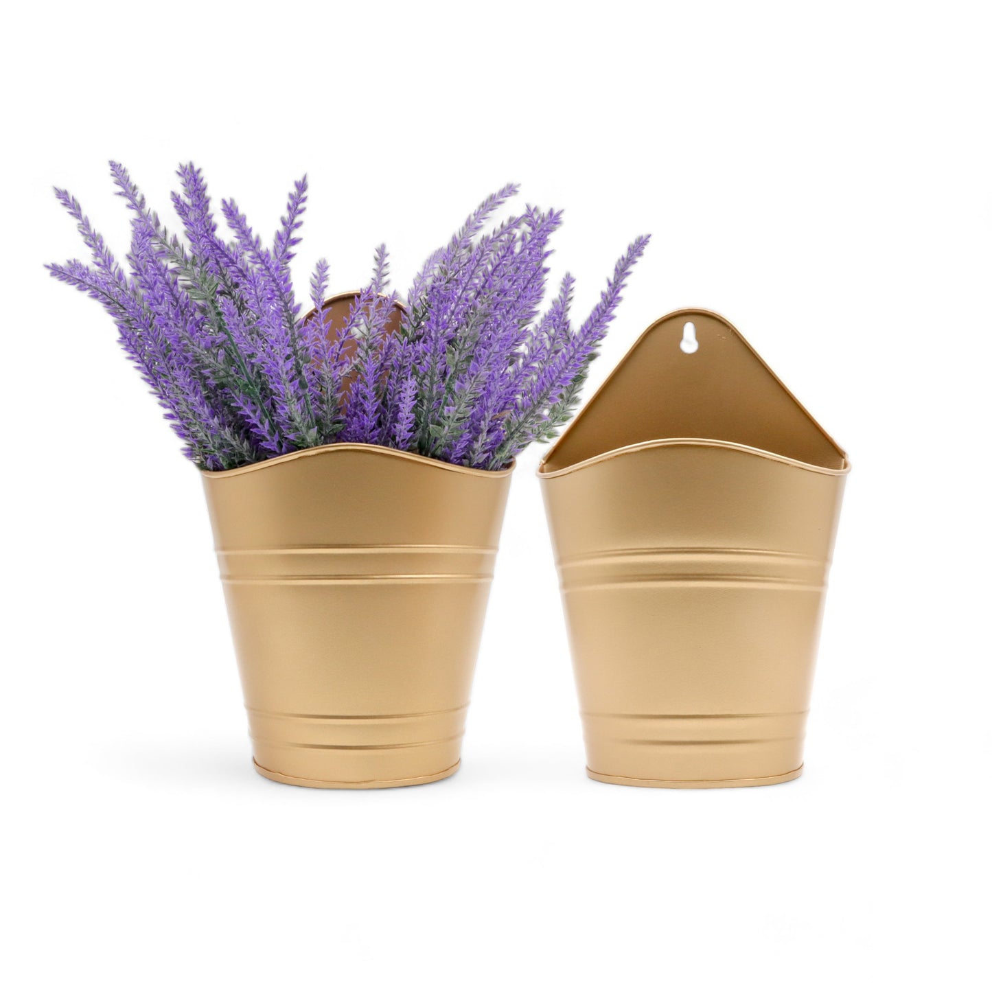 HOSLEY Metal Galvanized Wall Planters, Pack of 2, Gold