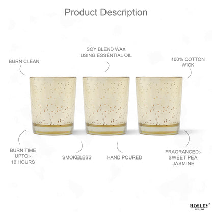 Hosley Set 3 Fragrance Metallic Gold Glass Candle