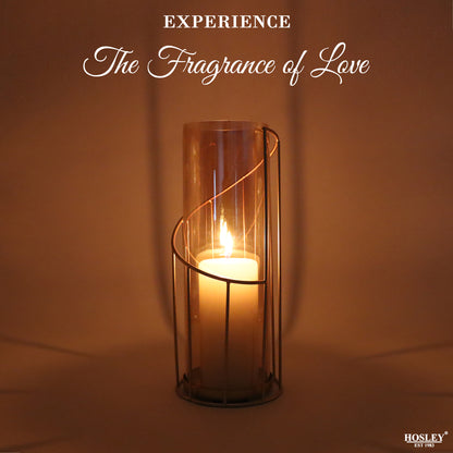 HOSLEY Metal Glass Pillar Candle Holder, Gold, 12 Inch