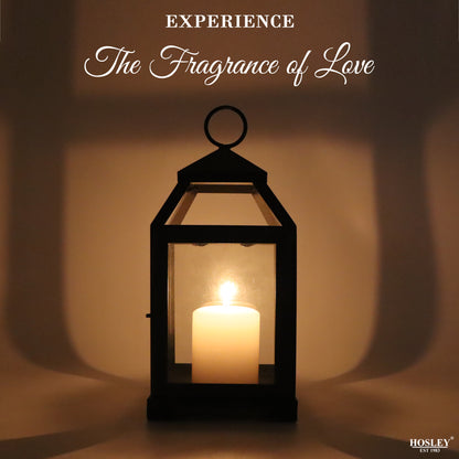 Hosley Clear Glass and Iron Classic Style Lantern Candle Holder 12 Inch High With Pillar Candle for Home Decoration Ideal Gift
