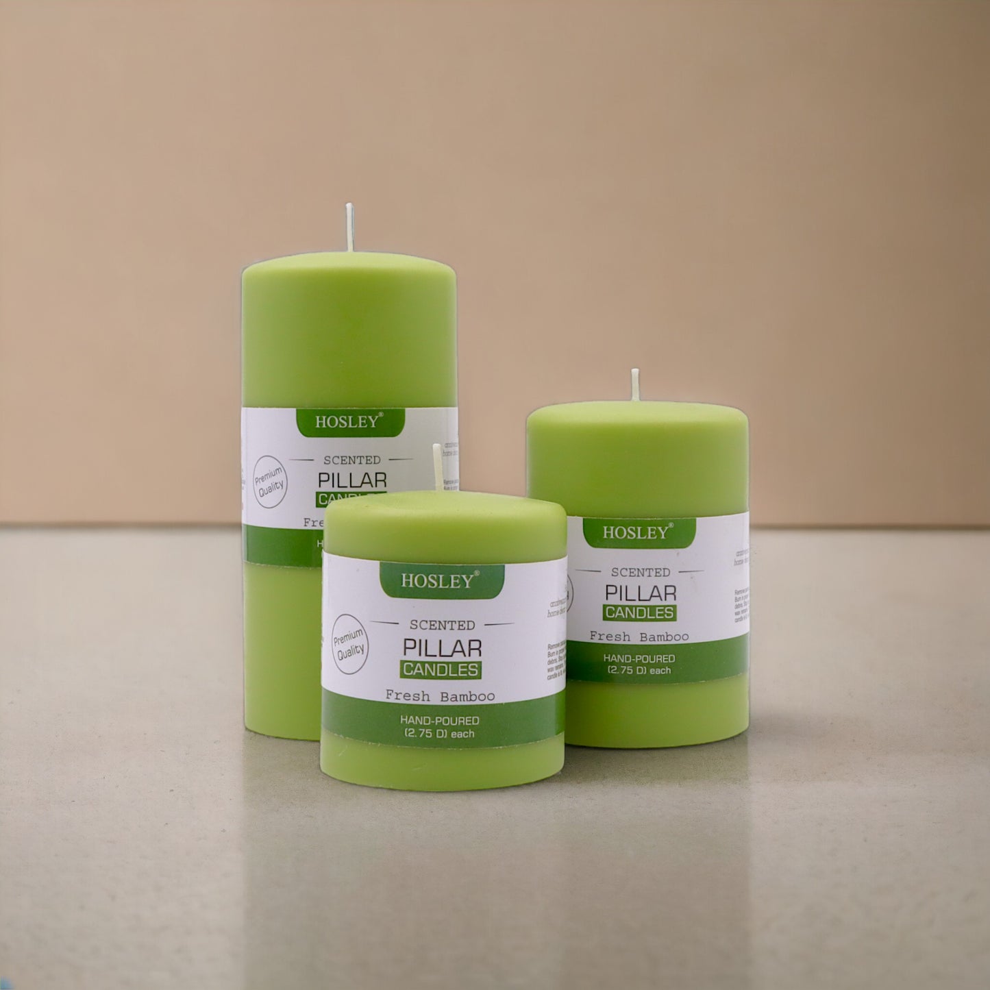 Hosley® Fresh Bamboo Fragrance Pillar Candles - Set Of 3