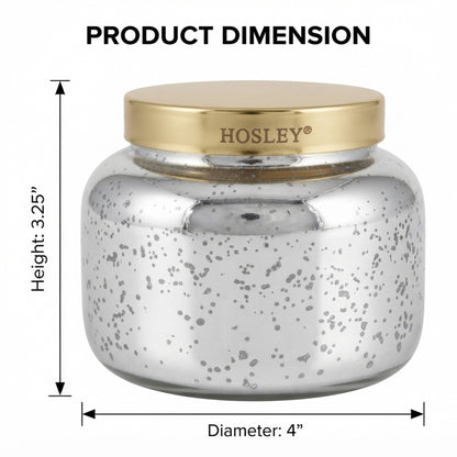 HOSLEY Lavender Silver Mercury Glass Scented Jar Candle with Gold Lid,Pack of 1