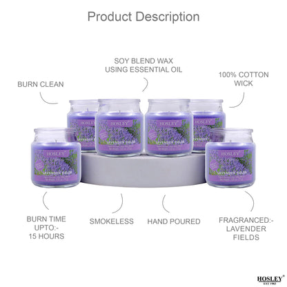 Hosley® Lavender Fields Jar Candles - Set of 6