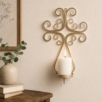 Gold Metal Wall Candle Holder