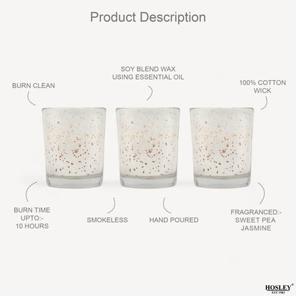 Hosley Set 3 Fragrance Metallic Silver Glass Candle