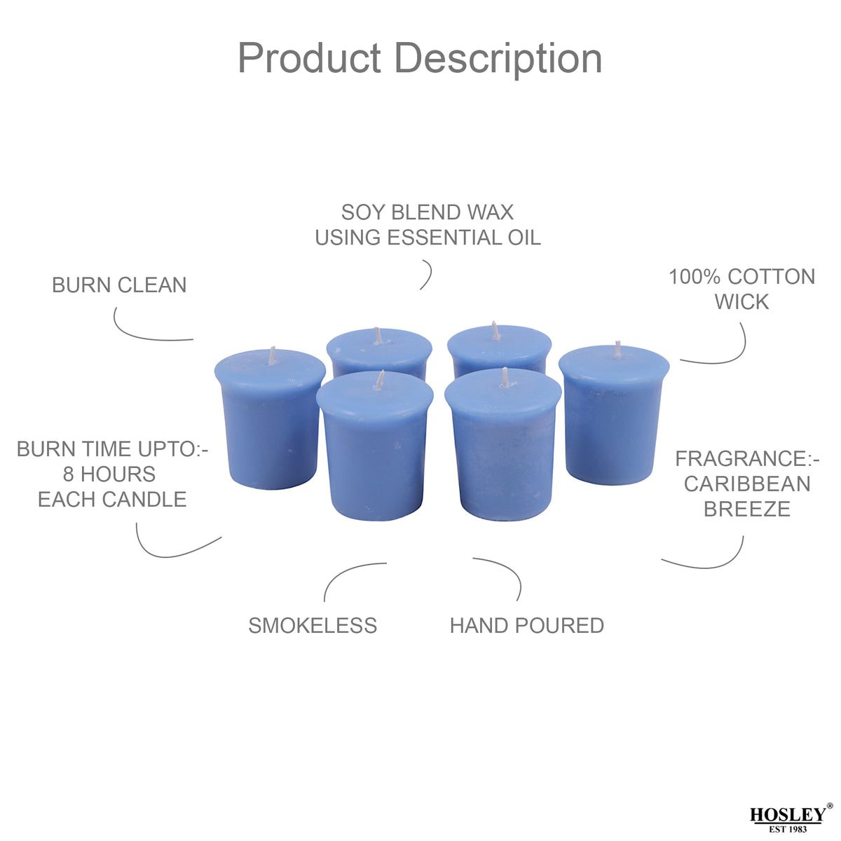 Set of 6 Hosley® 15 Hour Burn Time Each, Caribbean Breeze Highly Fragranced  Votive Candles