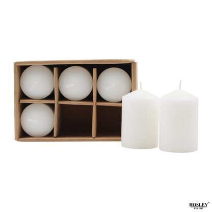 Hosley 2x3 High Pillar Candles, Set of 6. White, Unscented. Bulk Buy, Using a Wax Blend. Ideal, Emergency Lanterns, Spa, Aromatherapy, Party, Reiki, Candle Gardens