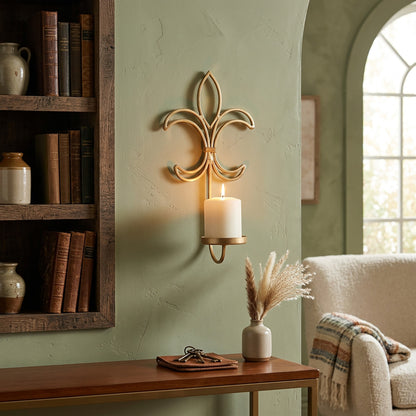 Hosley Wall Candle Holder Iron Candle Holder Hanging Wall,Gold, Pack of 1