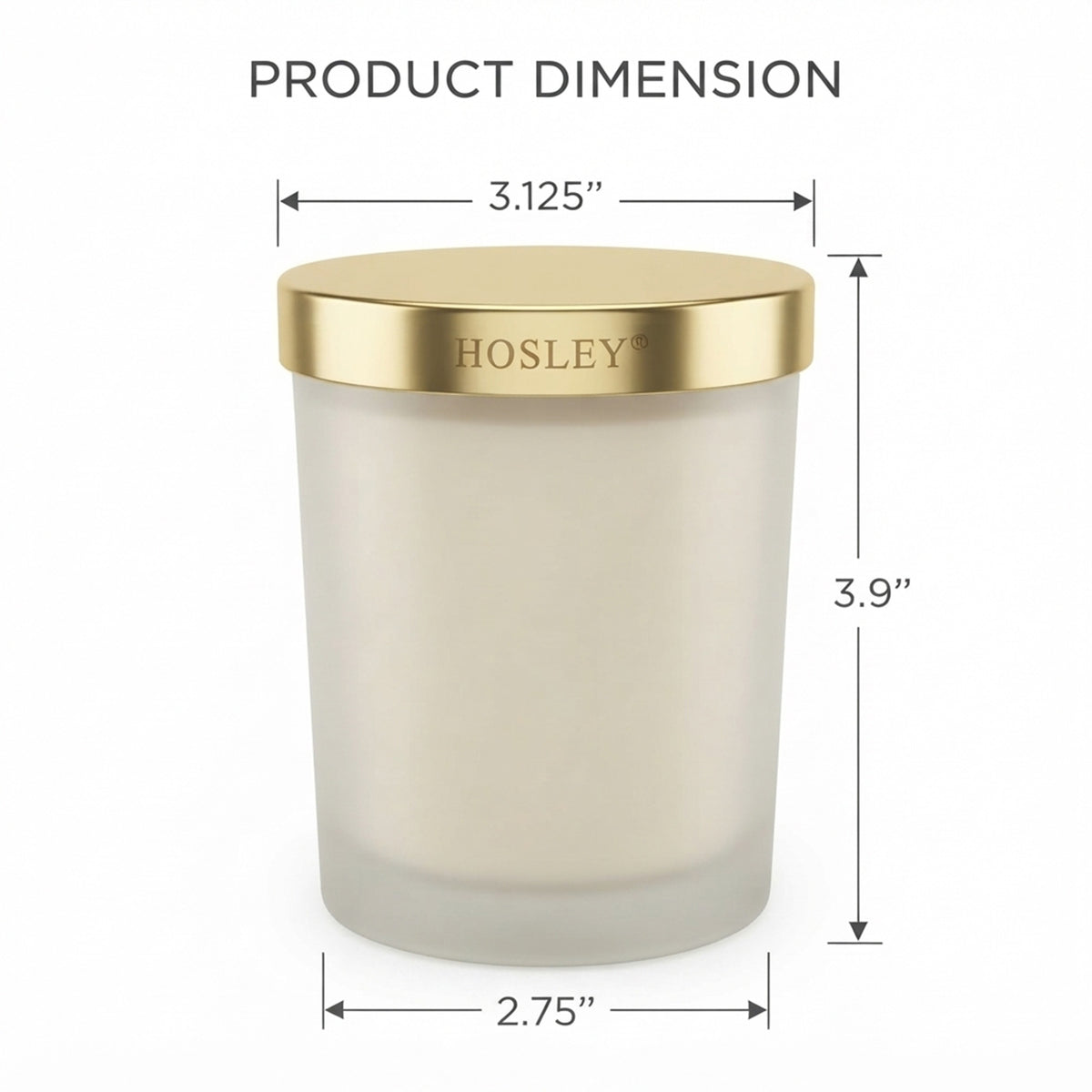 HOSLEY Vanilla Scented Candle with Frosted Glass Jar