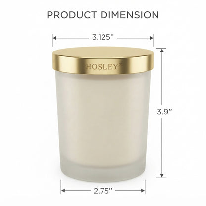 HOSLEY Vanilla Scented Candle with Frosted Glass Jar