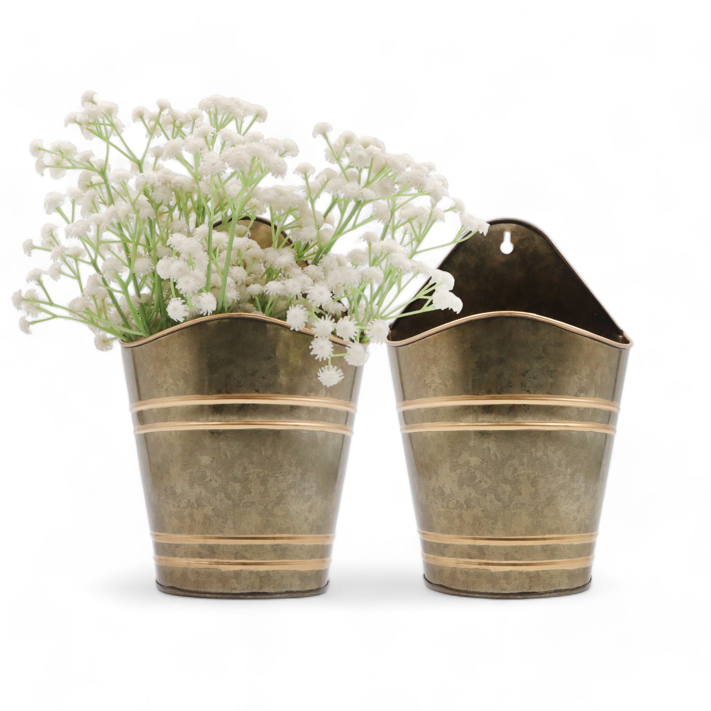 HOSLEY Metal Galvanized Wall Planters, Pack of 2