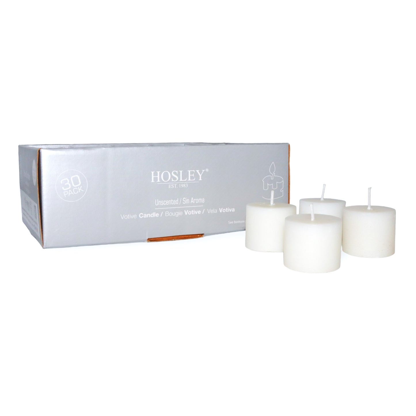 HOSLEY Unscented Votive Candles, Pack of 30, White